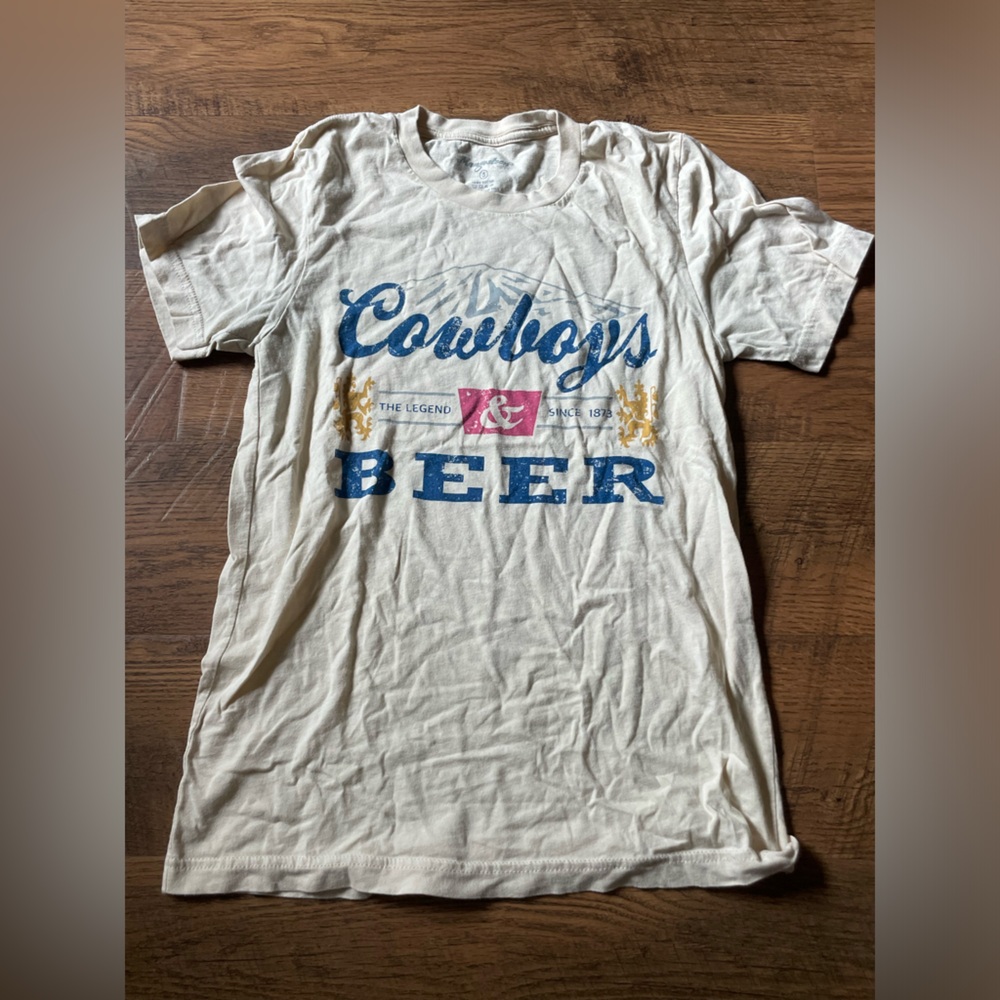 Cowboys and beer tan t shirt